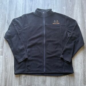 Realtree by RZO Mens XL Black Full Zip Fleece Jacket Mock Neck Outdoor Hunting